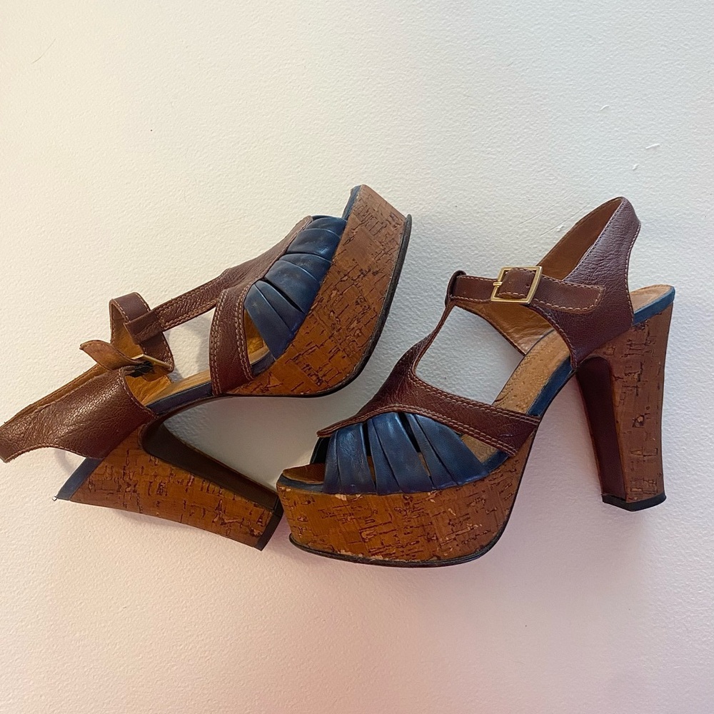 Chie Mihara Tan and Blue Platform Heels - Picture 11 of 15